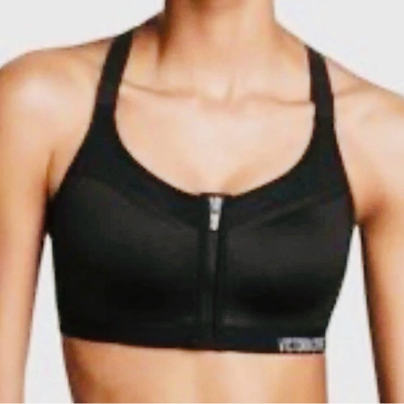 Victoria’s Secret Knockout Front-Close Sports Bra 34C Black - Picture 2 of 8
